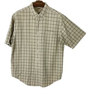 NWOT NORTHWEST TERRITORIES Shirt Men L Linen Cotton Plaid Short Sleeve Button-Up